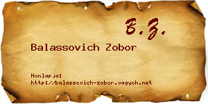Balassovich Zobor névjegykártya